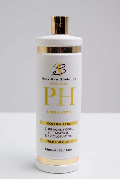 Brazilian Shekinah Organic pH Regulator hair treatment bottle with gold cap, 1000ml size